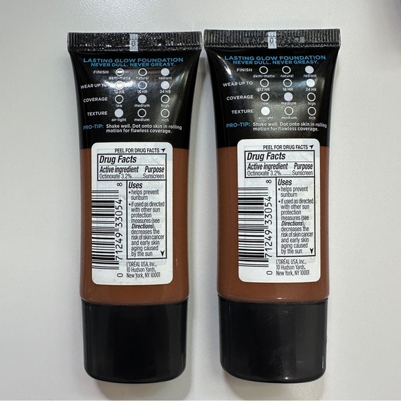 5/$25 L’Oréal Paris Infallible Pro-Glow Foundation 212 Cocoa NEW Sealed LOT of 2 - Picture 2 of 2